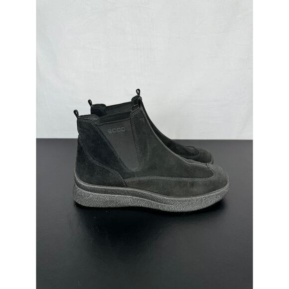 Ecco Black Leather Suede Ankle High Wedge Boots Ladies Size 41 EU - Picture 5 of 9